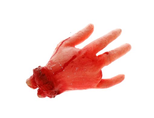 Bloederige hand afgehakte lichaamsdelen