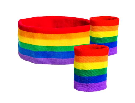 Regenboog zweetband set hoofd en armbanden