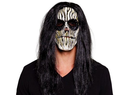 Grellig halloween masker met grijs haar