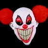 Horror clown rubber masker wit met rood haard