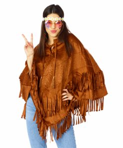 poncho suede bruintint hippie/indiaan