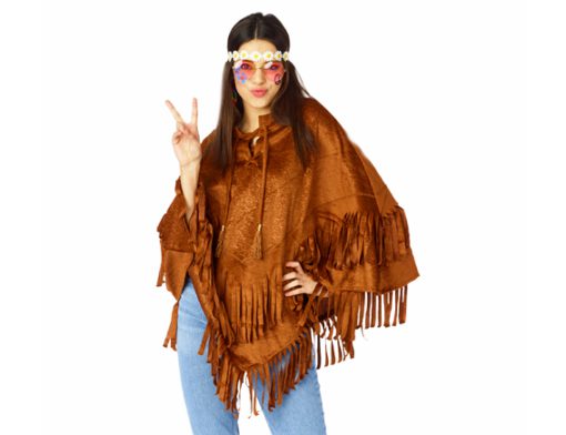 poncho suede bruintint hippie/indiaan