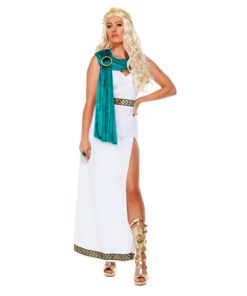 Griekse godin wit blauw kleed