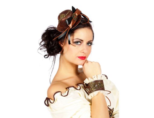 Steampunk set clipon hoedje en  cuffs