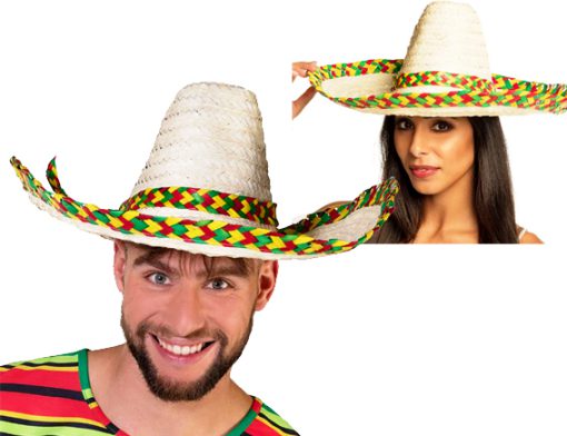 Sombrero naturel rood geel