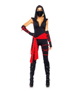 Ninja jumpsuit zwart rood vr