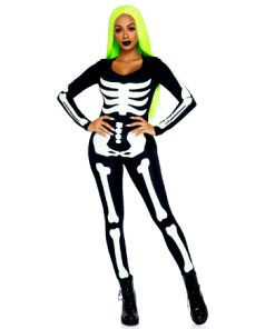 Skelet catsuit jumpsuit lichtgevend