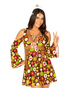 Hippie multicolor bloemenjurk