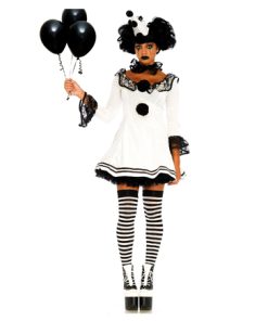 Pierrot clown jurk zwart wit