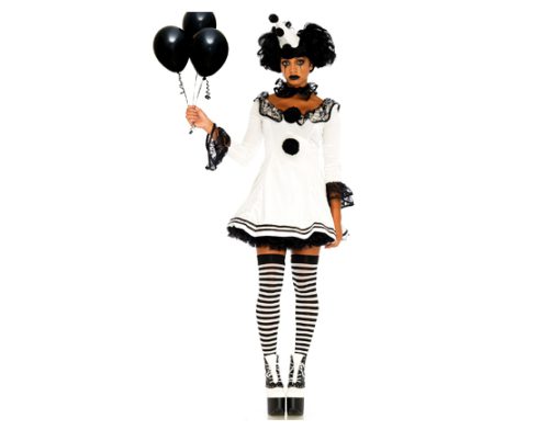 Pierrot clown jurk zwart wit