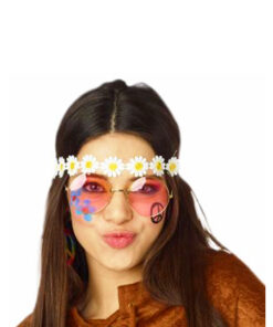 Hoofdband hippie bruin met bloemen