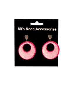 Neon oorbellen rond roze fuschia