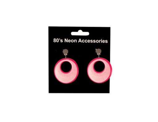 Neon oorbellen rond roze fuschia