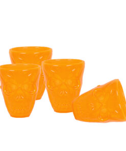 Shotglaasjes skull oranje. Set van 4