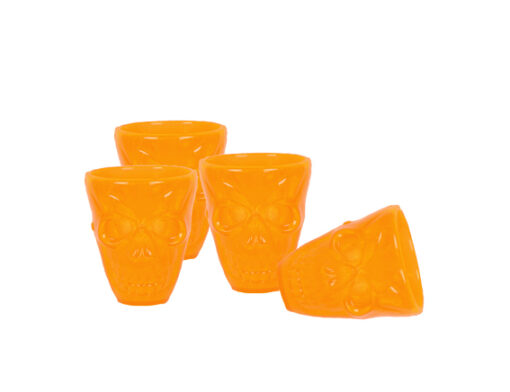 Shotglaasjes skull oranje. Set van 4