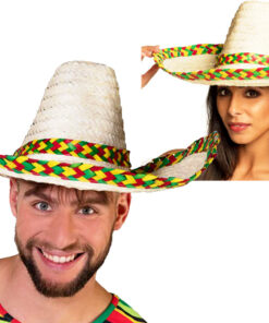 Sombrero naturel rood geel