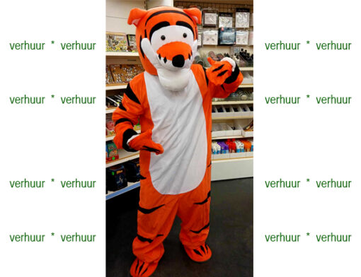 Mascotte kostuum tijger oranje wit