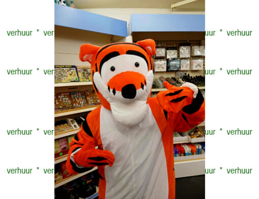 Mascotte kostuum tijger oranje wit