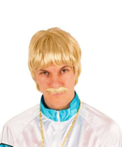 Blonde pruik met snor
