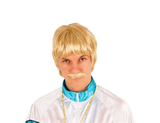 Blonde pruik met snor