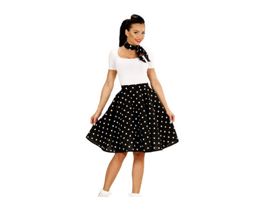 Polka dot rok en sjaaltje zwart wit