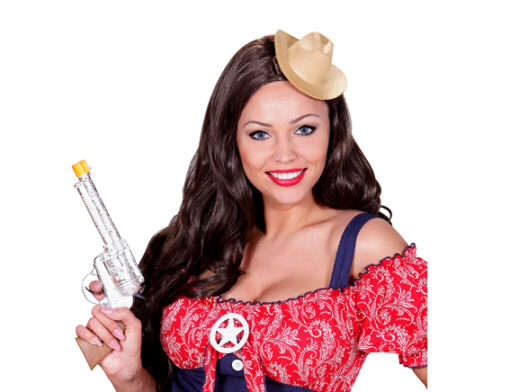 Mini western cowboyhoed met haarclips beige
