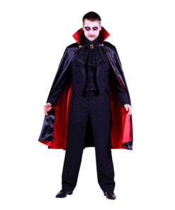 Dracula cape met rechtstaande kraag zwart rood