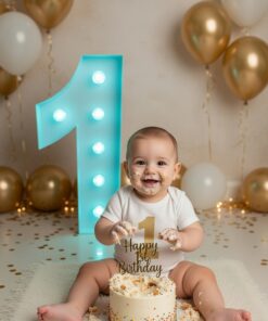 1  Lichtgevende letter/cijfer voorbeeld  voor cake smash met baby