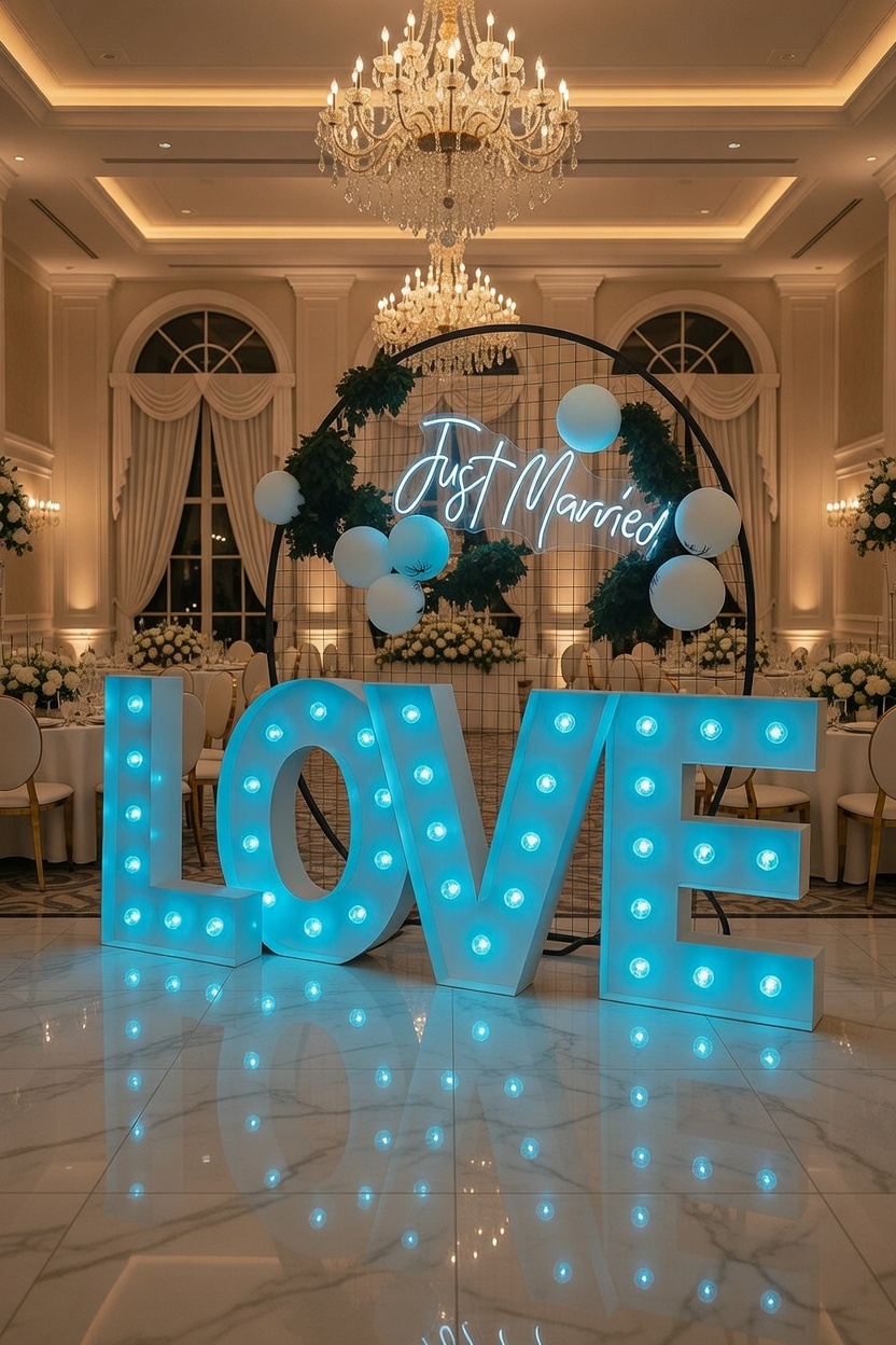 LOVE combo Lichtgevende letters "LOVE" combinatie voorbeeld