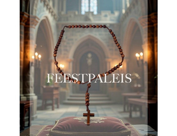 Paternoster kruis lang bidparels bruin