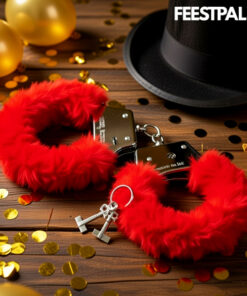 Handboeien met rode pluche en sleutels